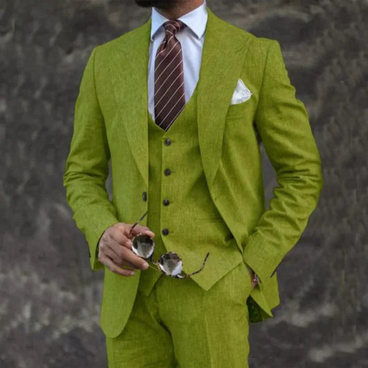 Lightweight Men's Three-Piece Suit - Elegant Warm-Weather Fashion