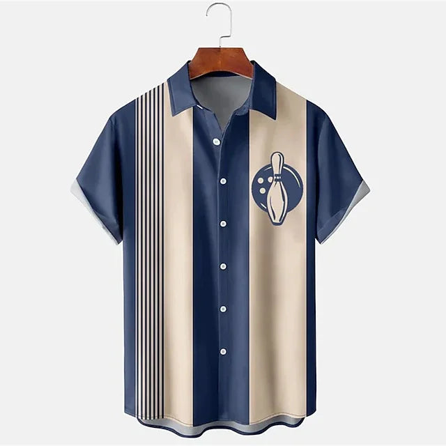 Men’s Bowling Print Polo Shirt for Casual Style