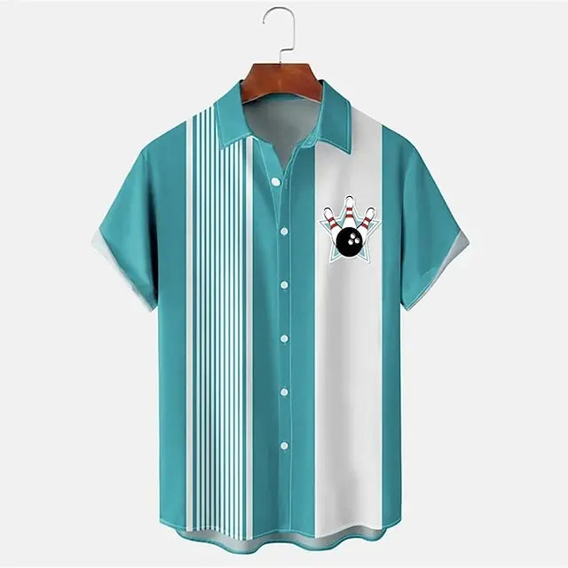 Men’s Bowling Print Polo Shirt for Casual Style