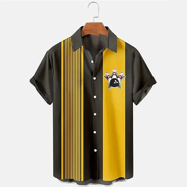 Men’s Bowling Print Polo Shirt for Casual Style