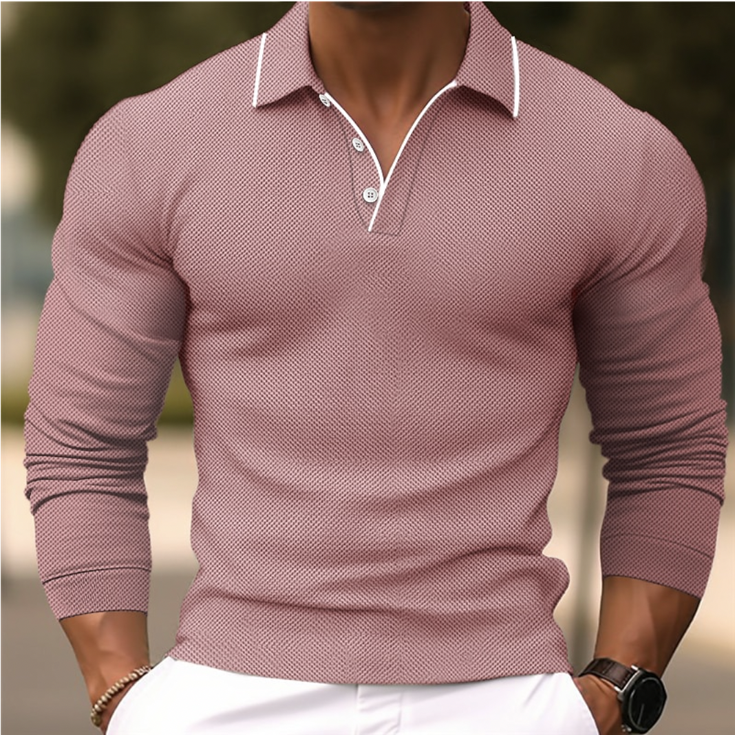 Men's Long-Sleeve Polo - Stylish and Versatile Casual Wear