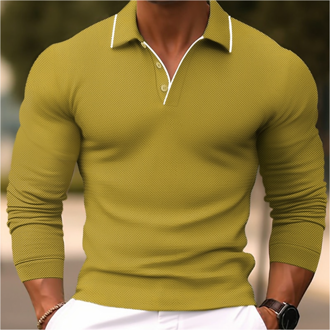 Men's Long-Sleeve Polo - Stylish and Versatile Casual Wear