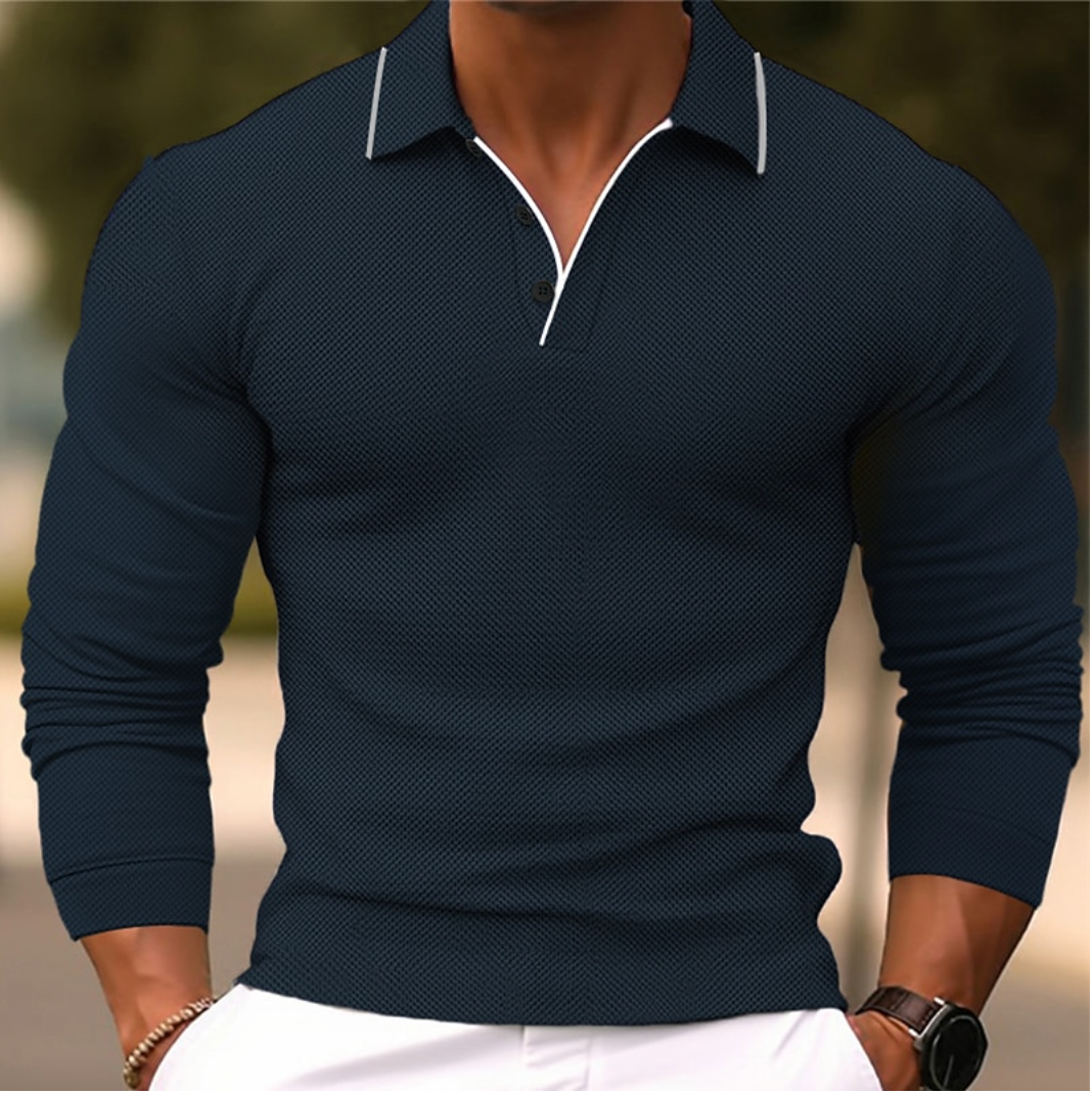 Men's Long-Sleeve Polo - Stylish and Versatile Casual Wear