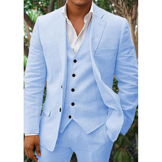 Men’s Premium Three-Piece Linen Set for Sophisticated Style